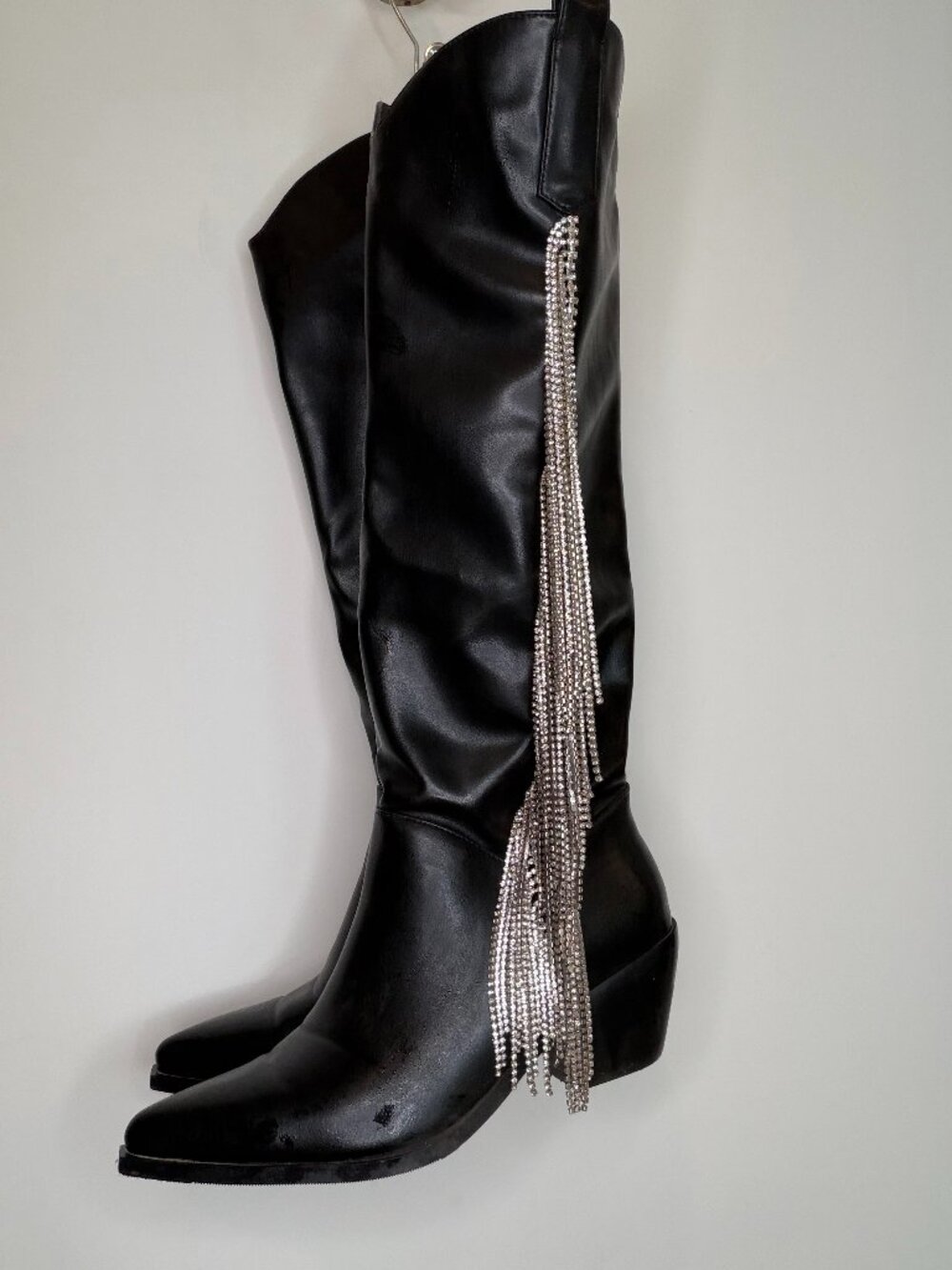 Azalea Wang Joydistrict Rhinestone Fringe Pointed Toe Boot - Size 10